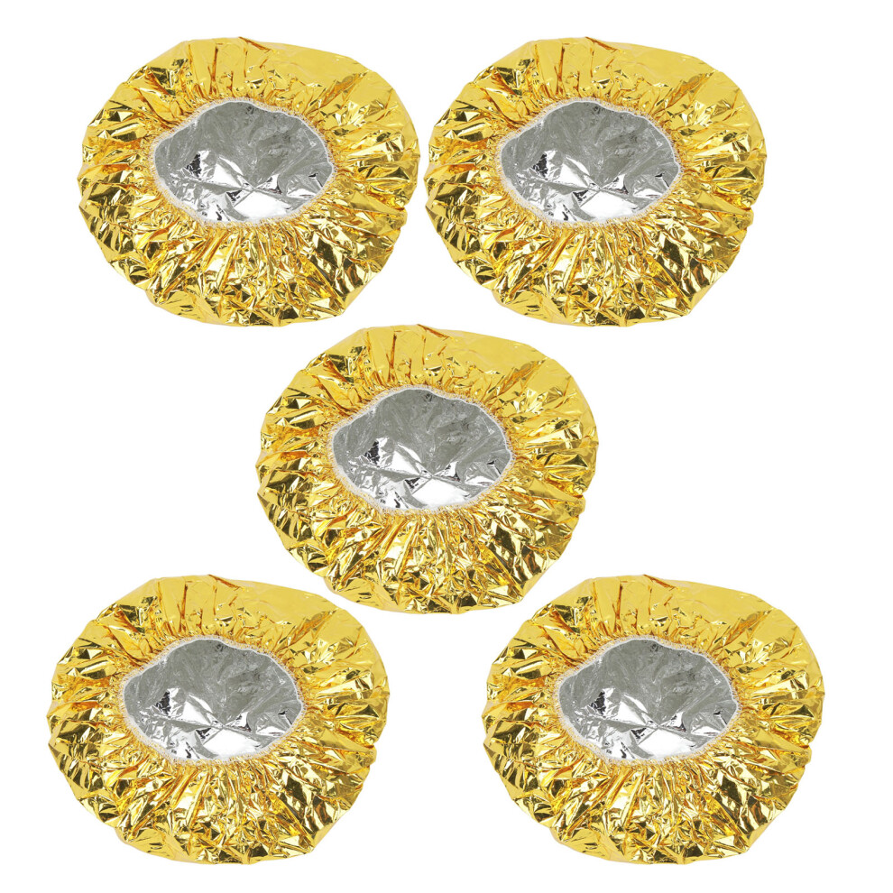 5pcs Tin Foil Conditioning Hat Reusable Constant Temperature Hair Baking Dye Cap for Beauty Salon