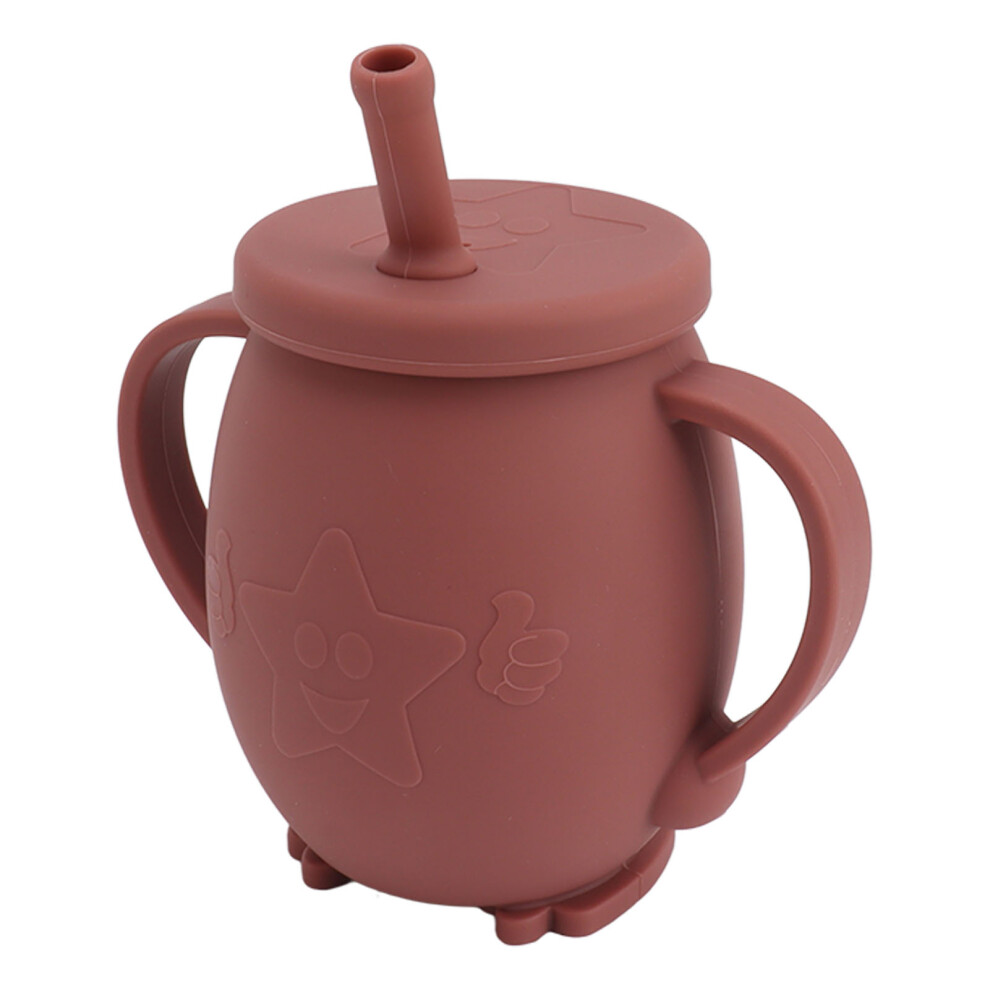 230Ml Toddler Cups Silicone Training Sippy Cups With Straw Lid Non Slip Handles Spill Proof Trainer Cup For Baby Toddler Infant Brown