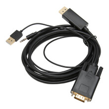 VGA-zu-DisplayPort-Konverterkabel mit Stromversorgung & Audio für PC/Desktop