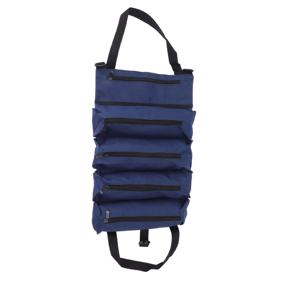 Roll Up Tool Bag 5 Zipper Pockets Portable Oxford Cloth Electricians Tool Bag For Carpenter Plumber Blue 4611315463754