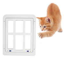 Dog Screen Door Lockable Pet Screen Door Double Magnetic Closure Sturdy Doggie Door for Pet Supplies White