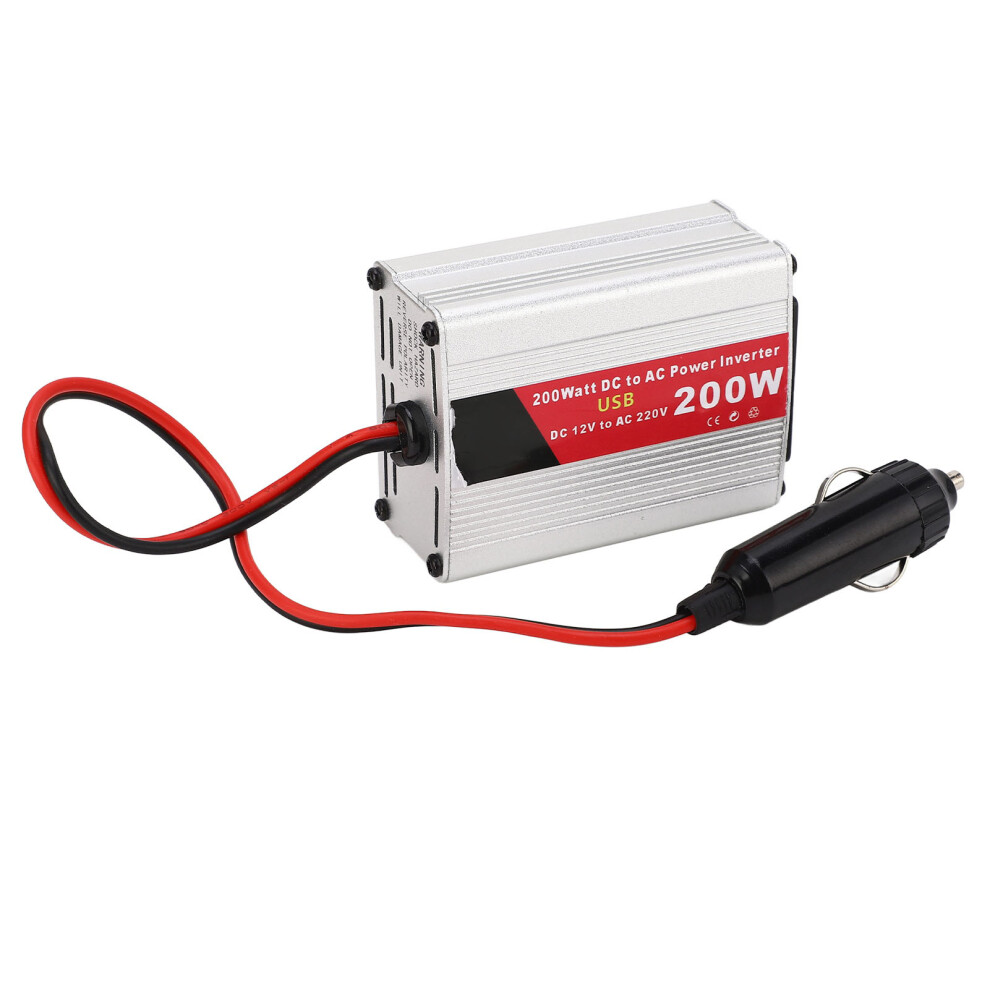 Car Power Inverter 200W Dc12v To Ac220v 2 Usb Port 1 Ac Socket Fast Charging Vehicle Power Inverter Converter 3401315470613
