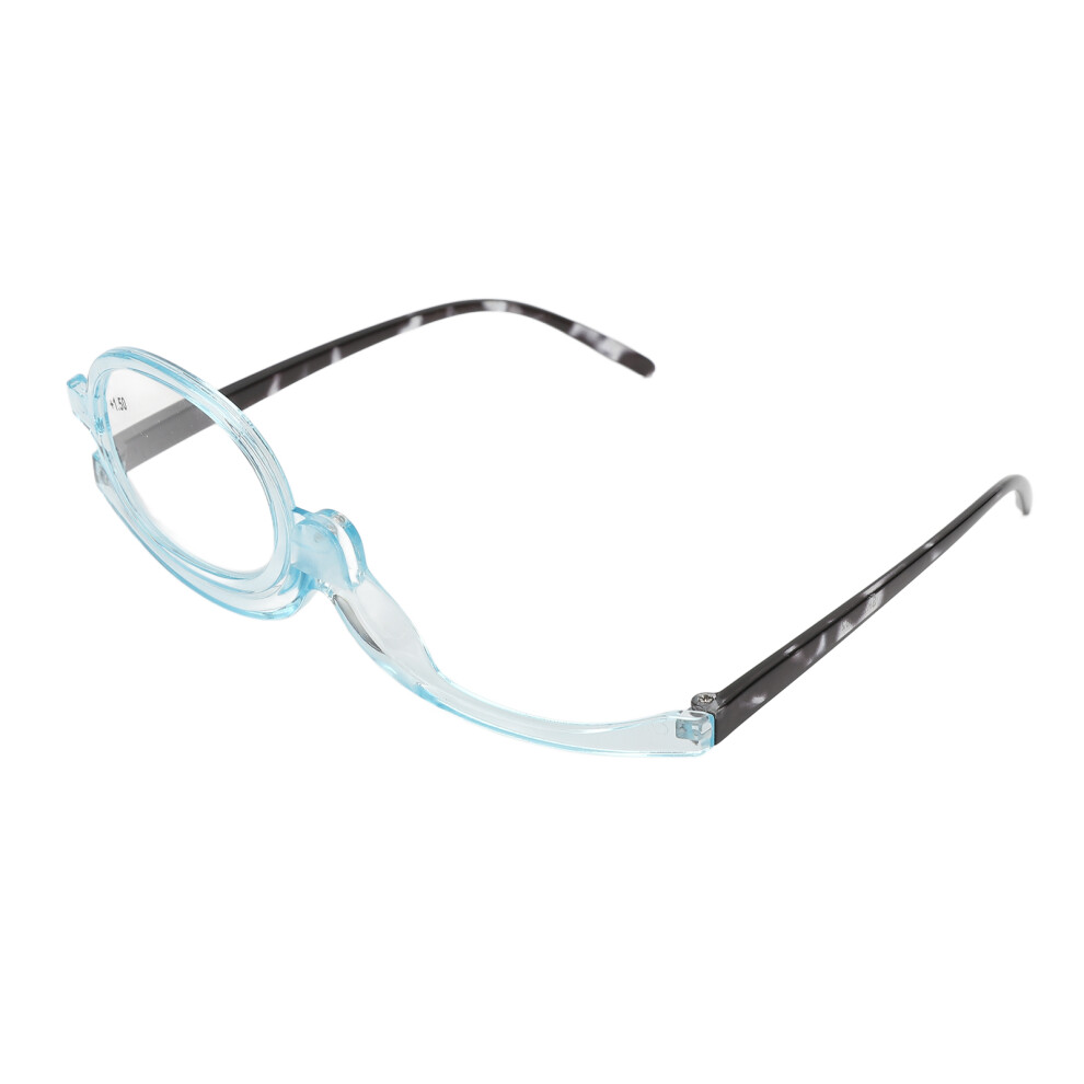 Blue Single Lens Reading Glasses Magnifying Switchable Lens Eye Makeup Spectacles For Elderly Clear Frame +1.50