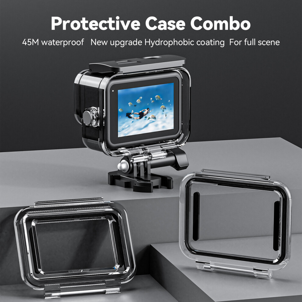 Telesin Sports Camera Dive Case Waterproof Housing Diving Protective Case Underwater 40M Replacement For Gopro Hero 11/10/9 Action Camera A 3441315476451