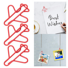 100pcs Airplane Shaped Paper Clips Rust Prevention Plating Process Cute Paper Clip for Scrapbooking Card Making Red