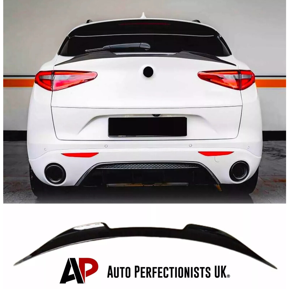 For Alfa Romeo Stelvio Rear Mid Wing Boot Spoiler Lip Body Kit 2017+ Black 5061072665806