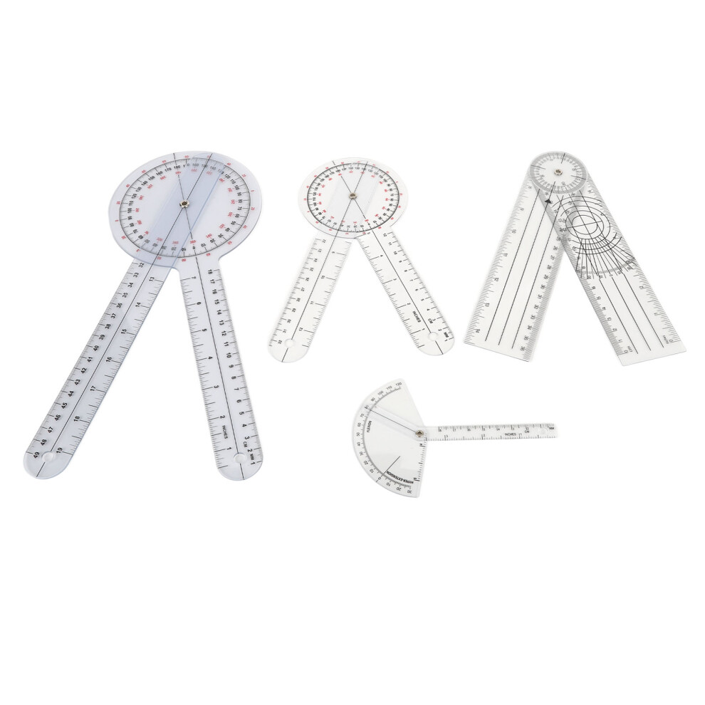 4pcs Medical Goniometer Set Rotate Transparent Orthopedic Angle Measurement Ruler for Family