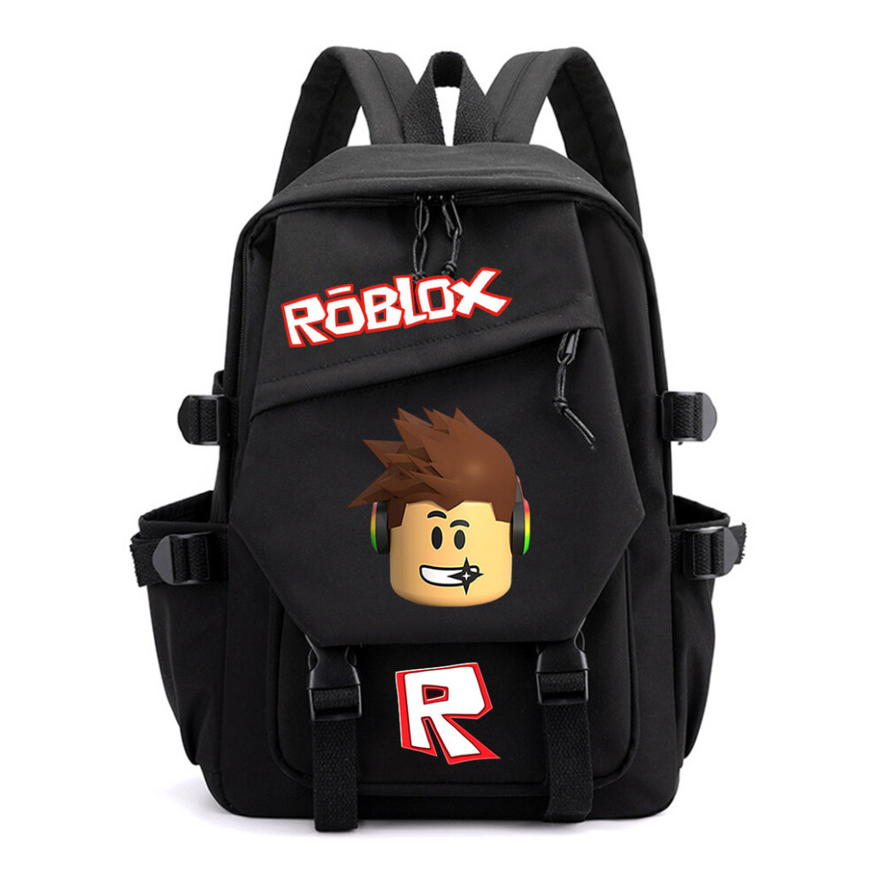 (Black A) Style Roblox Campus Oxford Fabric Backpack Multiple Patterns Teen Bags Students