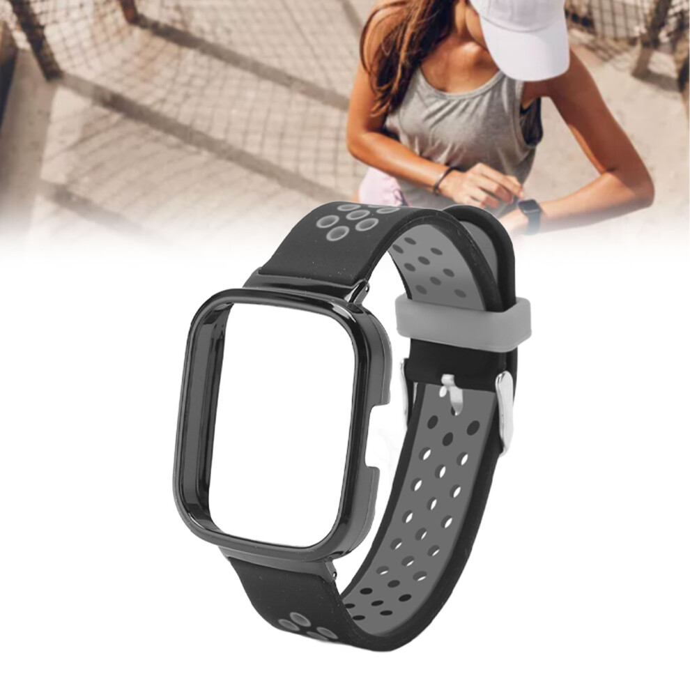 2 In 1 Watch Replacement Band For Redmi Watch 3 Quick Release Soft Silicone Sweat Proof Smartwatch Wristband Gray Black 3381315493747