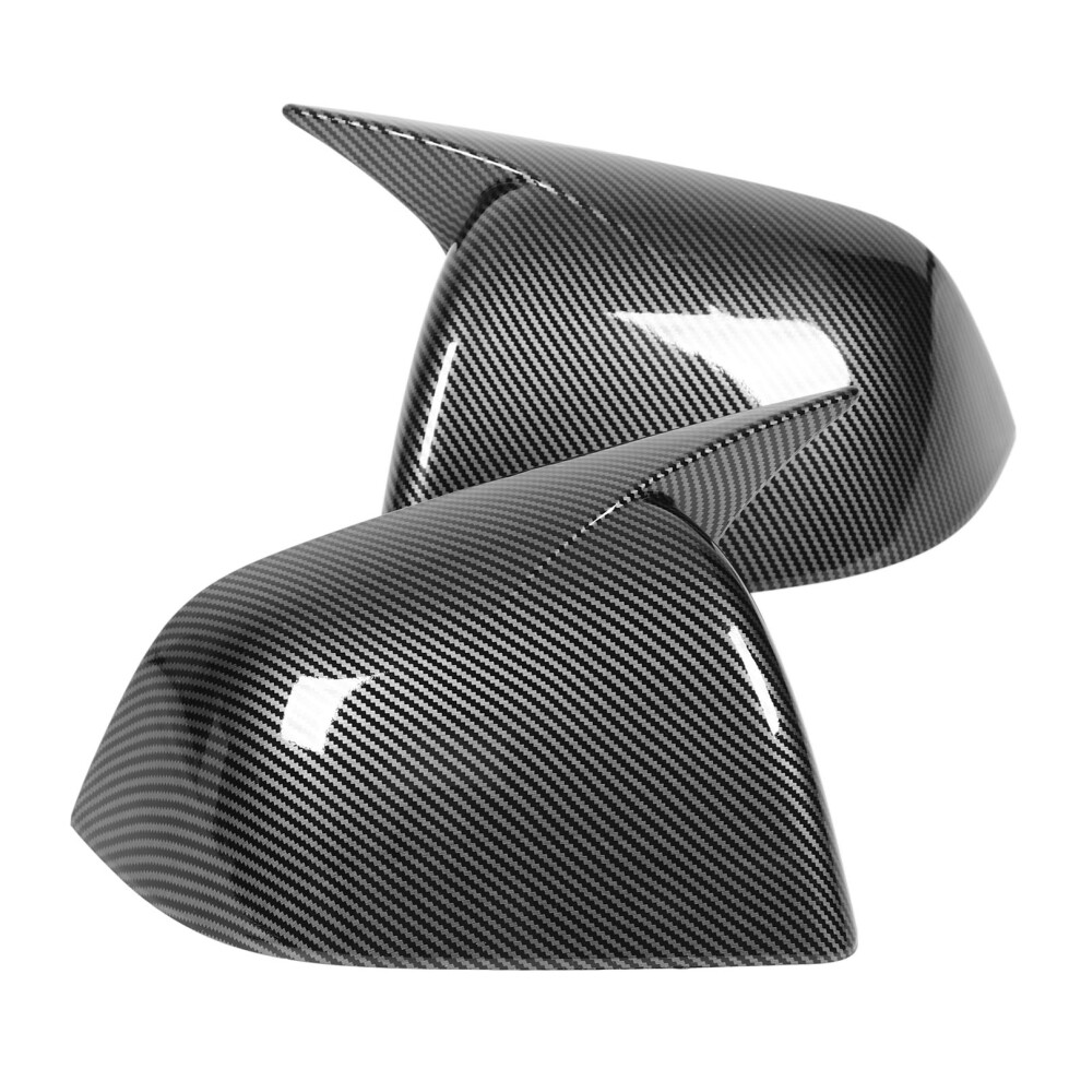 Side Rearview Mirror Cover High Glossy Door Exterior Wing Mirror Caps Replacement For Tesla Model Y 2020 To 2023 Carbon Fiber Style 3021315496316
