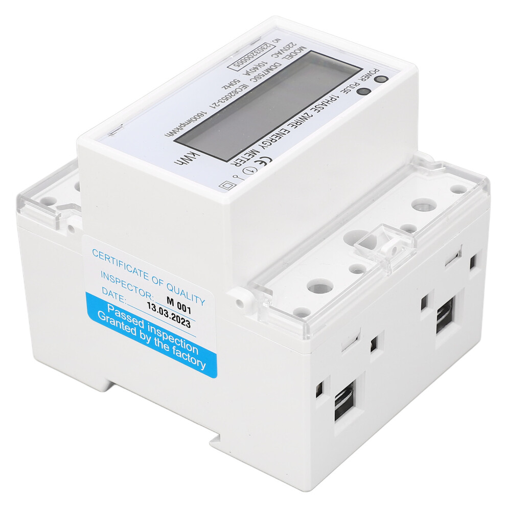 Energy Meter 1 Phase 2 Wire 4P Digital Lcd Kwh Wattmeter Power Consumption 35Mm Din Rail Mount Ac220v 8411315497140