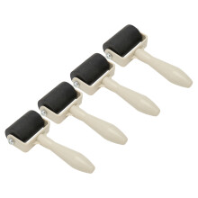 4pcs Rubber Brayer Roller Flexible Uniform Printing Craft Hand Roller with Skid Resistance Handle for Painting Stamping