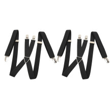 2Pcs Men Suspenders Britain Style Black X Back 2.5 to 3.3ft Stretchable Men Dress Suspenders for Business Wedding Party