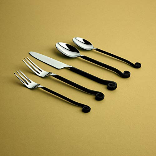 Gourmet Settings 20-Piece Flatware Treble Clef Collection Black Silver 1