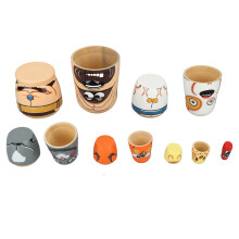 6PCS Dog Nesting Dolls Wooden Handmade Decorative Russian Nesting Doll Toy for Kids Christmas Birthday Wishing Gift
