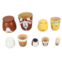 5Pcs Wooden Cute Dog Russian Nesting Dolls Toy Handmade Wooden Cute Dog Matryoshka Dolls Set for Kids Christmas Birthday Wishing Gift