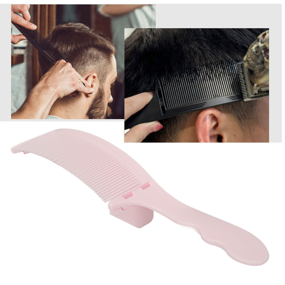Curved Barber Clipper Comb Flat Top S Shape Professional Hairdressing Tool Haircut Comb Pink