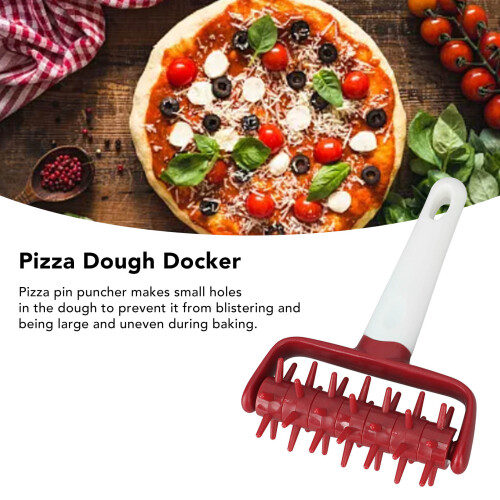 Pizza Dough Docker Roller Prevent Blistering Dense Pizza Docking Tool with Spikes for Home Kitchen Red 2