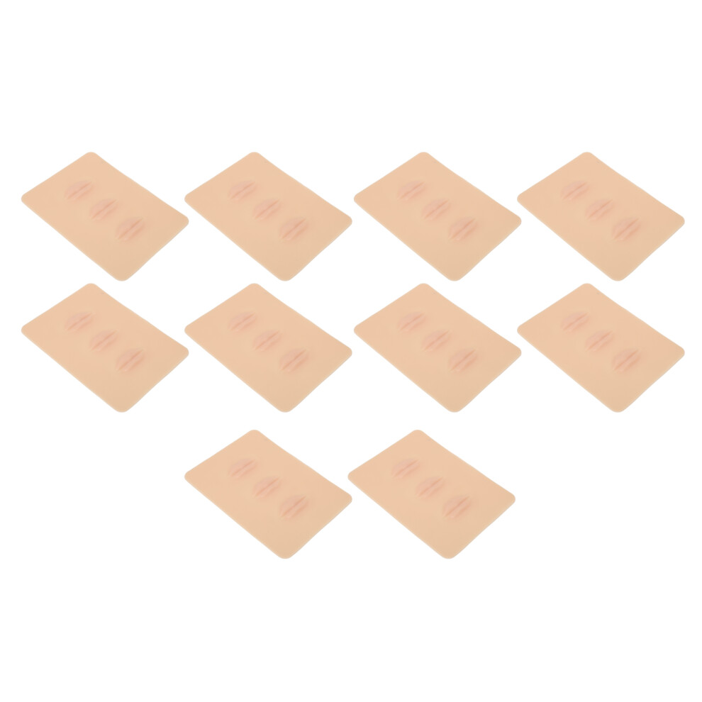 10pcs 3D Lip Tattoo Practice Skin Soft Silicone Makeup Microblading Practice Skin for Artist Novice