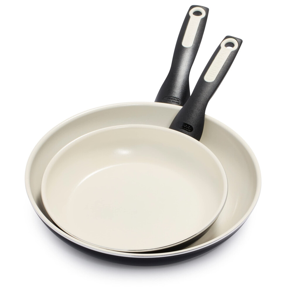 GreenPan Rio Healthy Ceramic Nonstick, Frying Pan Set, 8" and 10", Black