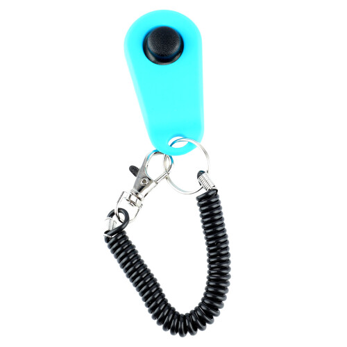 Dog Training Clicker Universal Interactive Pet Training Clicker with Black Long Wrist Strap and Ring Sky Blue 2