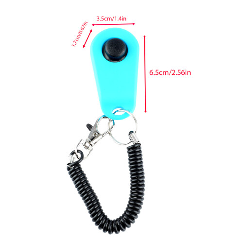 Dog Training Clicker Universal Interactive Pet Training Clicker with Black Long Wrist Strap and Ring Sky Blue 1