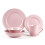 HomeVss, Pearl Dots Stoneware Dinnerware Set (20pc Set, Pink) 3