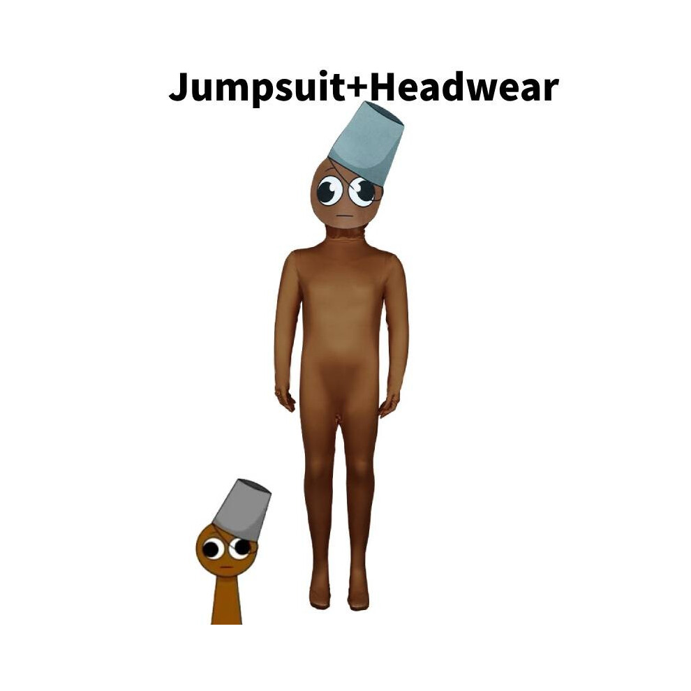 (, Child 130) Cosplay Incredibox Sprunki Kids Adults Jumpsuits Bodysuit Halloween Costume Brown