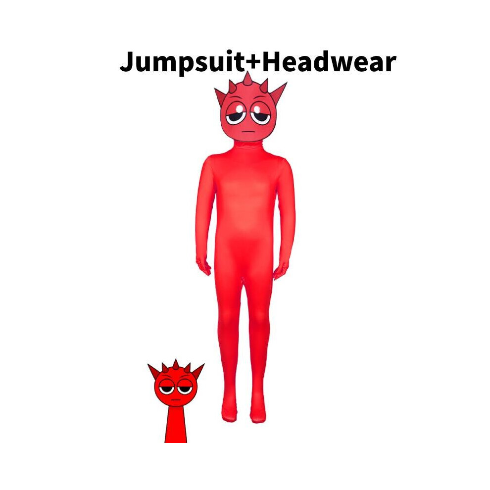 (, Child 110) Sprunki Incredibox Cosplay Kids Adults Jumpsuits Halloween Bodysuit Costume Red