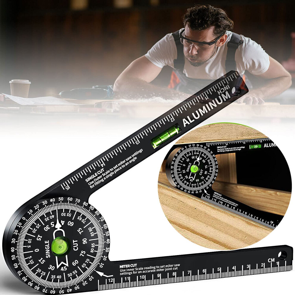 Miter Saw Protractor Aluminum Protractor Angle Finder With Level Gauge 781652412587