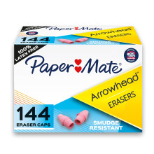 Papr Mate Arrowhead Pink Pearl Cap Erasers 144 Count
