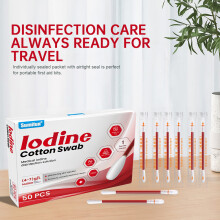 (50 pieces/box) Disposable Broken Iodine Cotton Swab Wound Treatment