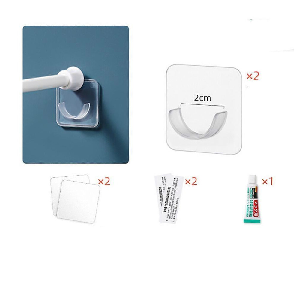 (As show, One size) Adhesive Shower Curtain Rod Holder, 2Pcs Transparent Shower Rod Tension Holder, No Drilling | Stick On | Rod Retainer, Wall Mount Holder for Shower Cu