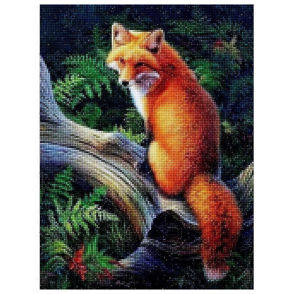 (As show, One size) Printed diamond painting diy handmade support for  snow fox 5D diamond painting kits  12x16inch