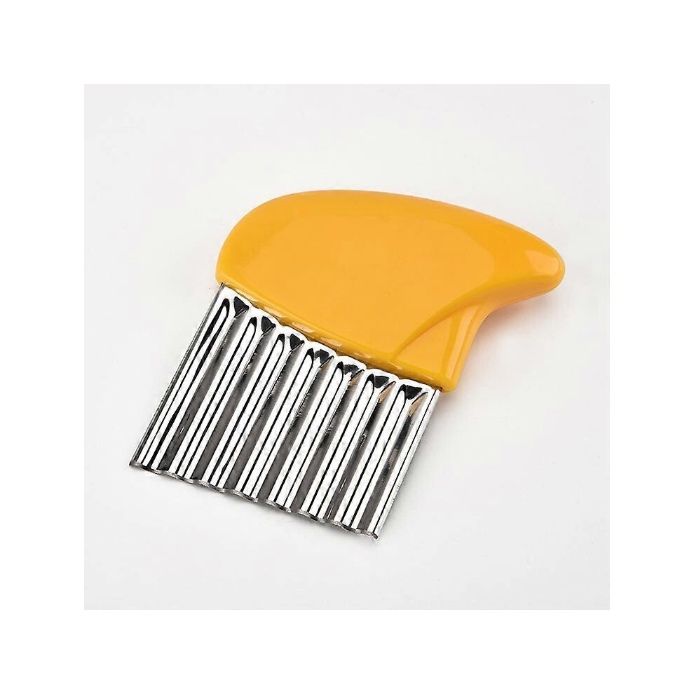 (As show, One size) Stainless steel corrugated chopper, fruit, vegetable, potato chips, fried sliceryellow
