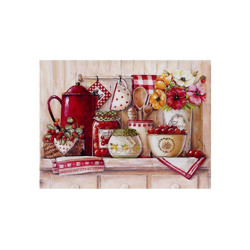 (As show, One size) Diy 5d Full Drill Diamond Painting Fruit Jars And Flower Baskets Diamond Embroidery Dining Room Still Life Decorative Painting  12X16 inch
