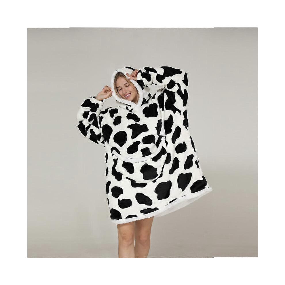 (As show, One size) Cold proof clothing Autumn and winter cold proof clothing Hooded sweater Warm pullover for lazy people Thickened cute cartoon pajamascow