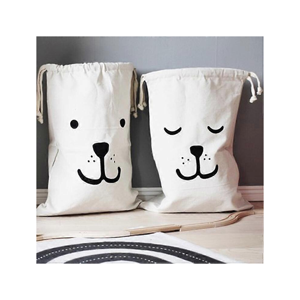 (As show, One size) Home Canvas Storage Bag Basket Organizers 2 Packs for Kids Toys, Baby Clothing, Children Books, Gift Baskets (Bear style)