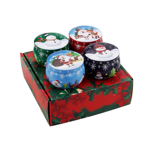 (As show, One size) 4pcs Smokeless Scented Candle Christmas Aromatherapy Candle Random Pattern 1