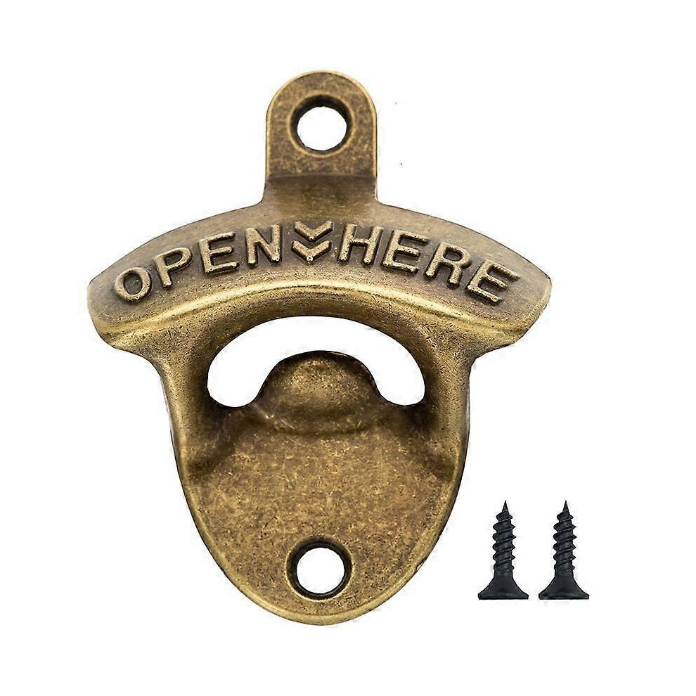 (As show, One size) Zinc alloy bottle opener creative retro wall hanging beer bottle opener wall hook bottle opener(Cyan)