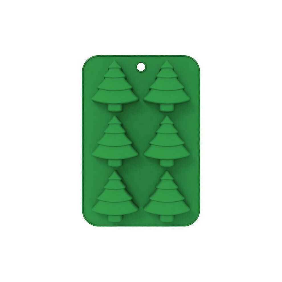 (As show, One size) 6 Heilwiy Christmas Tree Silicone Mold Cake Baking Mold Chocolate Candy Handmade Soap Ice Cube Biscuit Moulds No-stick (mold only)