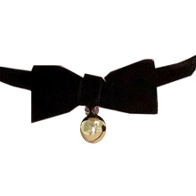 (Black gold bell, One size) Fashion Bow-knot Choker Necklaces Velvet Choker with Bell Punk Choker Collar Jewelry Decoration for Club Party Dating Black gold bell