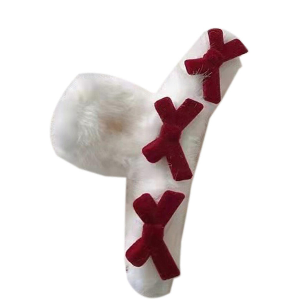 (Milky White, One Size) Big Hair Clips With Bowknots Large Plush Hair Claws Clip Non Slip Cute Strong Hold Catch Barrettes Hair Styling Tool Milky Wh 3081097245083