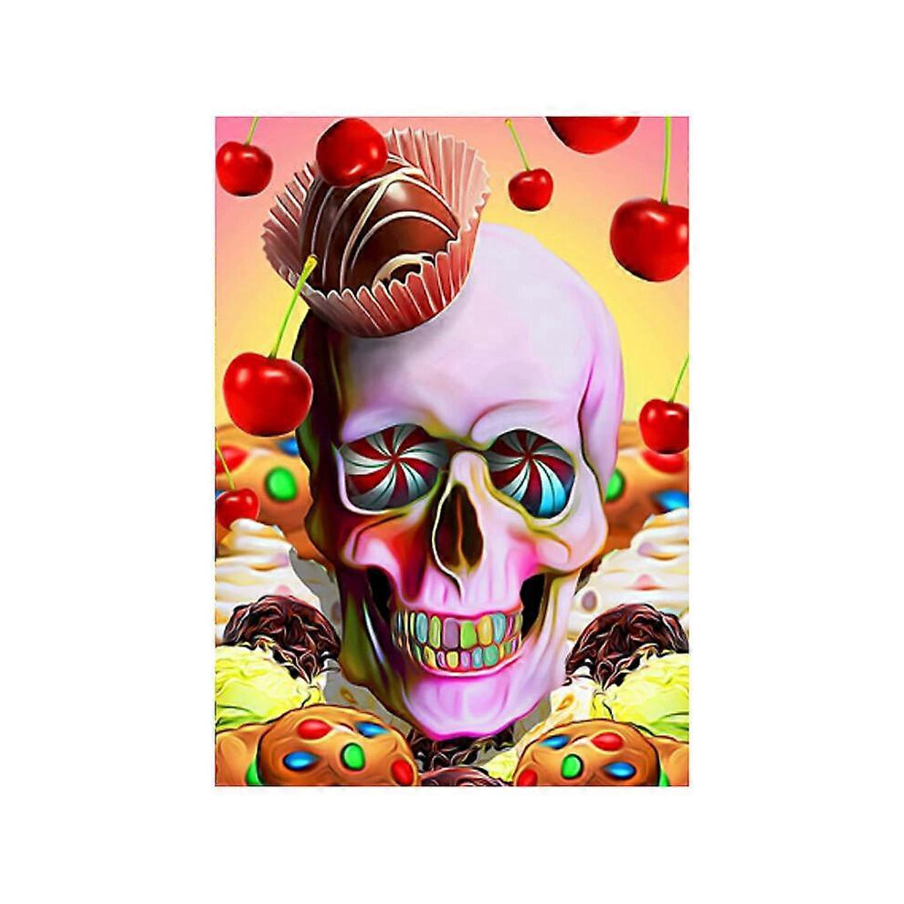 (As show, One size) Skeleton with frame easy to do full drill canvas 5D DIY diamond painting  12X16 inch
