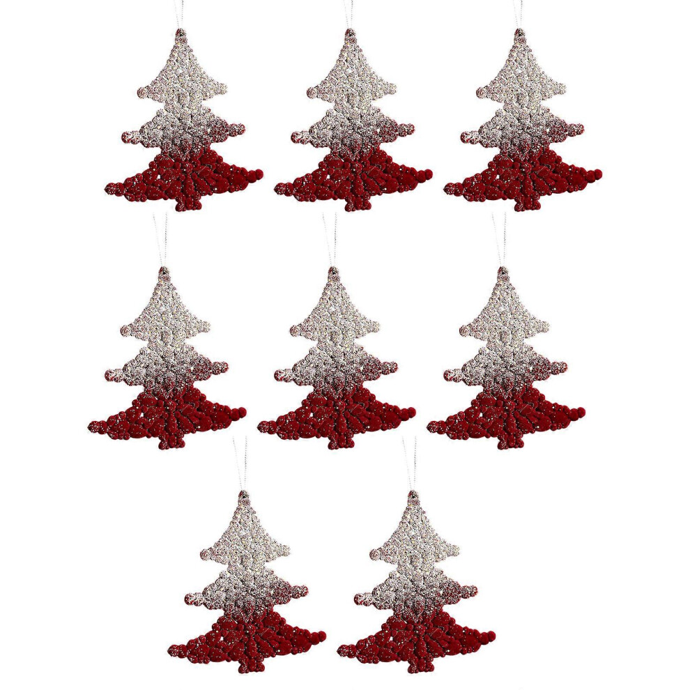(Swan1, One Size) Pack Of 8 Christmas Tree Flocking Ornaments Festive Star Snowflake Reindeers Decors Hanging Star Ornaments Reindeers 8052607445960