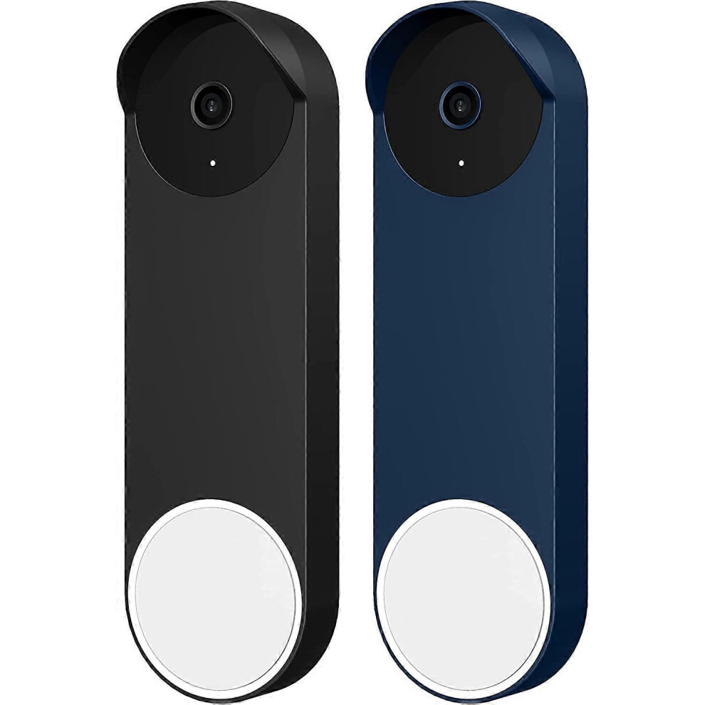 (As show, One size) Door bell silicone cover 2-in-1 protective cover silicone kit perfect color matching (black, blue)