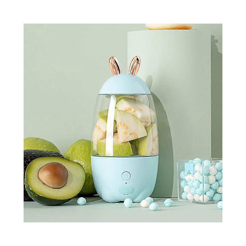 (As show, One size) Juicer Household electric student multi-function juice cup Small rechargeable mini portable fruit juice machine(blue