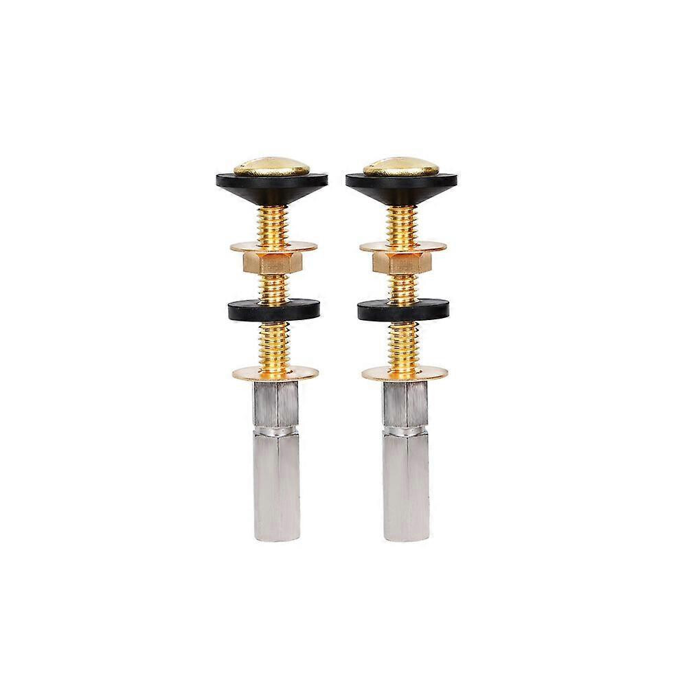 (As show, One size) 2-piece universal toilet seat bolt kit, heavy duty solid brass toilet bolt, with extra long stainless steel locknut rubber washer washerEnhanced editi