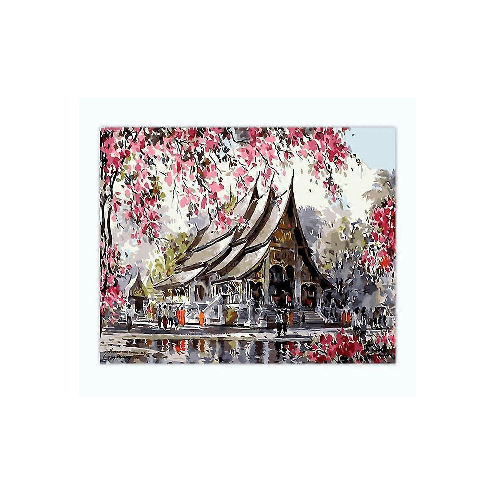 (As show, One size) 5d Full Drill Rhinestone Mosaic Diamond Painting Kit    Landscape House Square Drill Diy Diamond Painting 12X16 inch