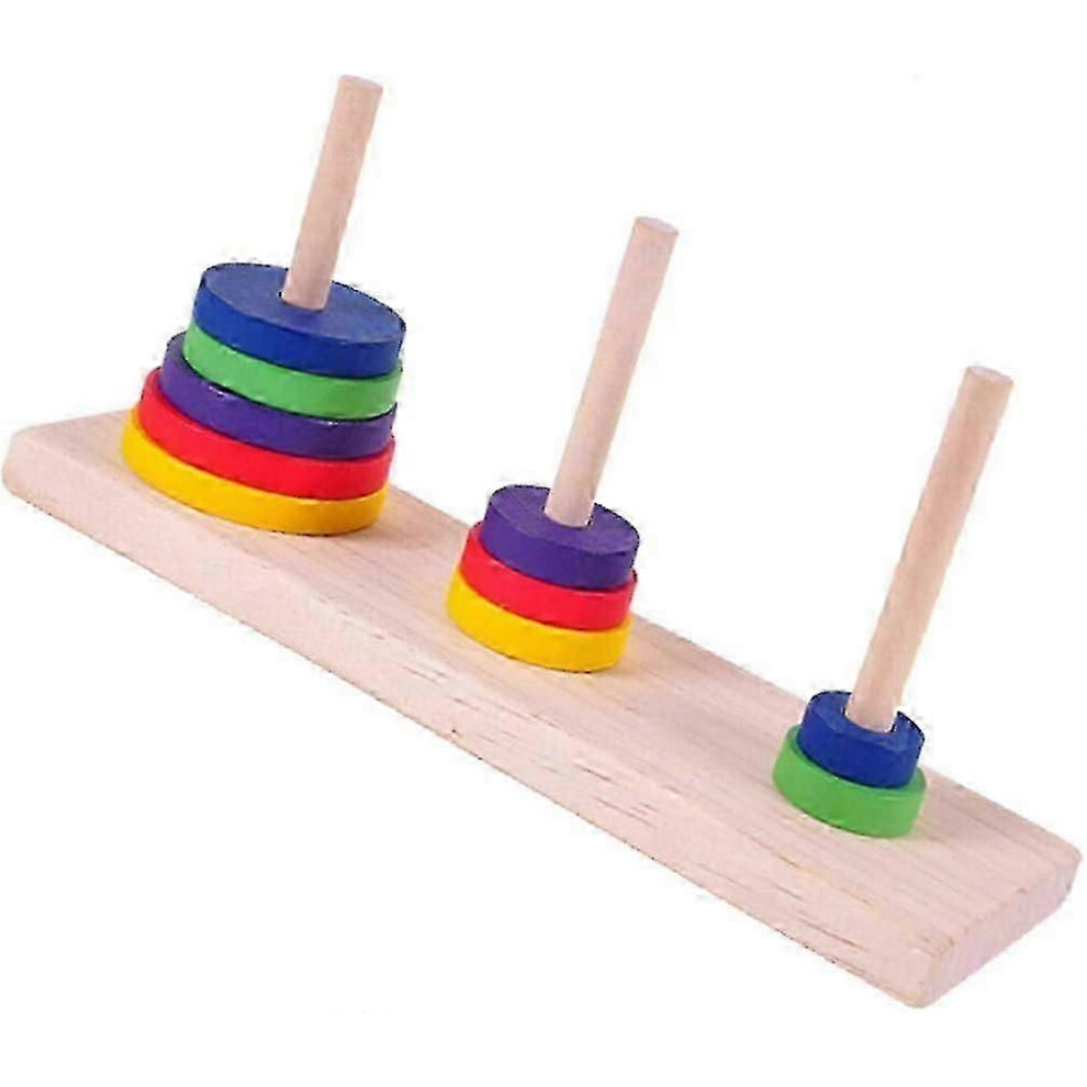 Photos - Board Game Kikidex   Wooden Brain Puzzle Tower of Hanoi Classic Tower River Bamboo Unlock Puzzle 0619 (As show, One size)